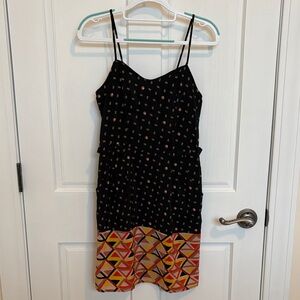 Xhilaration Black Dress with Orange and White Accents